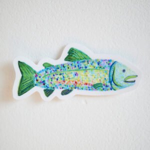 Blue and green salmon sticker