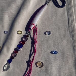 White and Pink Sardine Fishing Lure Bag Charm